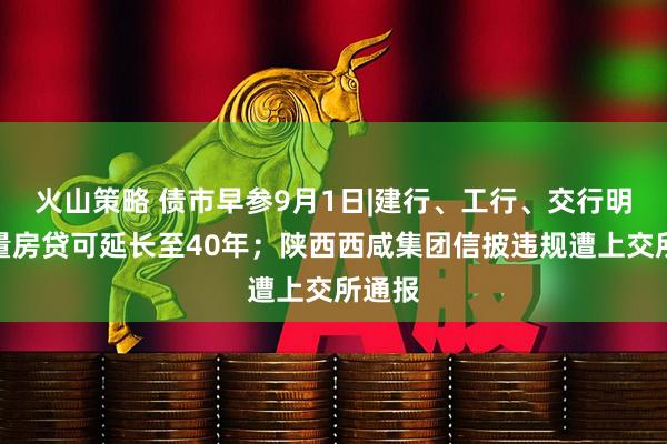 火山策略 债市早参9月1日|建行、工行、交行明确存量房贷可延长至40年；陕西西咸集团信披违规遭上交所通报